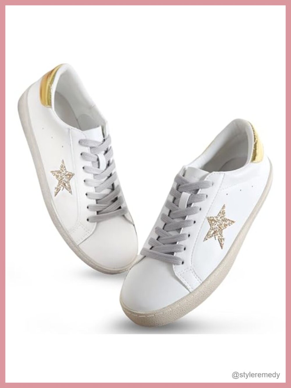 Glitter Sneakers for Women Faux Leather Lace Up Platform Walking Shoes